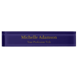 Gold & Dark Blue Colour Professional Plain Modern Nameplate