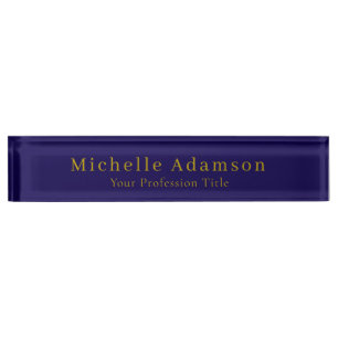 Gold & Dark Blue Colour Professional Plain Modern Nameplate