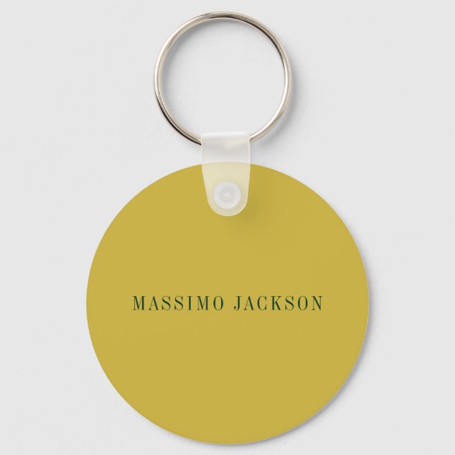 Gold & Dark Green Colour Minimalist Plain Modern  Key Ring (Front)