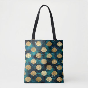 Gold & Dark Green Galaxy Dharma Mandala Pattern Tote Bag