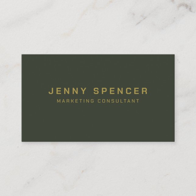 Gold dark  Green Minimalist  QR Code Professional  Business Card (Front)