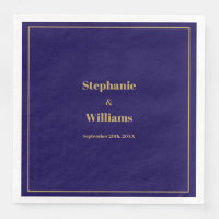 Gold Dark Navy Blue Elegant Modern Minimal Wedding