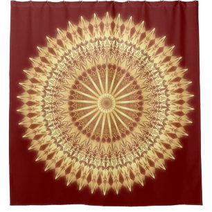 Gold Dark Red Mandala Shower Curtain