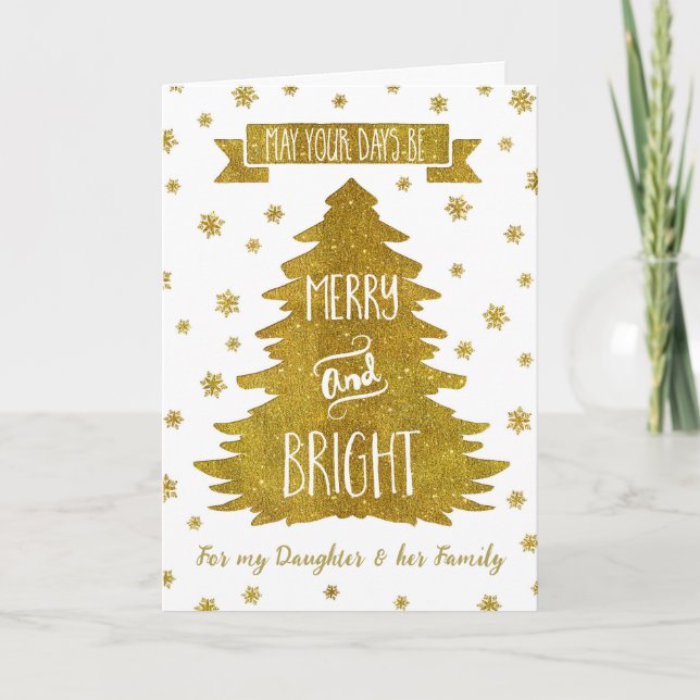 Gold Daughter & Family Merry Christmas Card (Front)