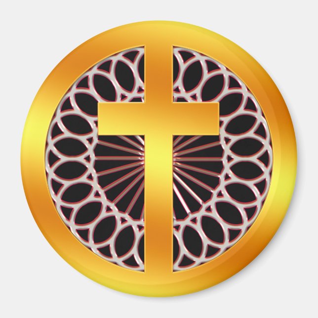 Gold Decorative Cross Magnet (Front)