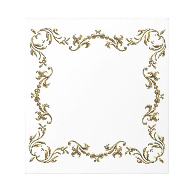 Gold Decorative Floral Border Notepad (Front)