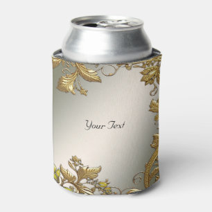 Gold Decorative Floral Wedding Favour Can Cooler