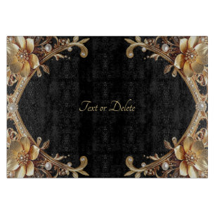 Gold Decorative Flowers Cutting Board