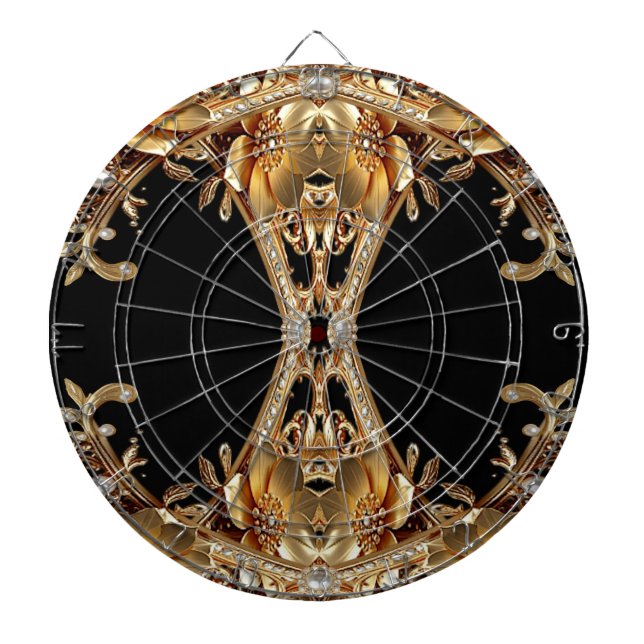 Gold Decorative Flowers Dartboard (Front)