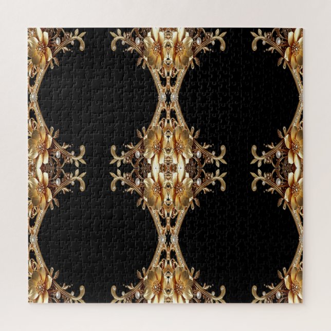 Gold Decorative Flowers Jigsaw Puzzle (Vertical)