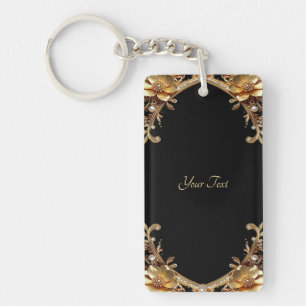 Gold Decorative Flowers Keychain