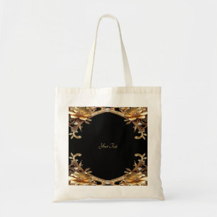 Gold Decorative Flowers Tote Bag