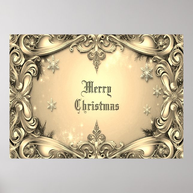 Gold Decorative Holiday Poster (Front)