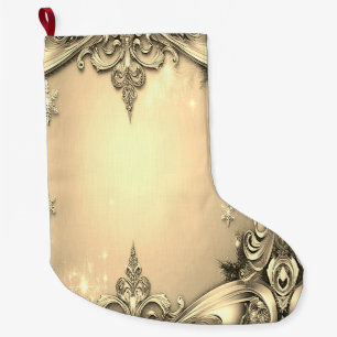 Gold Decorative Holiday Stocking
