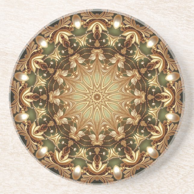 Gold Decorative Sandstone Coaster (Front)