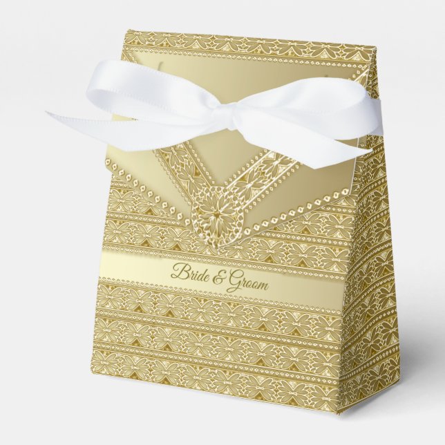 Gold Decorative Wedding Favour Box (Front Side)