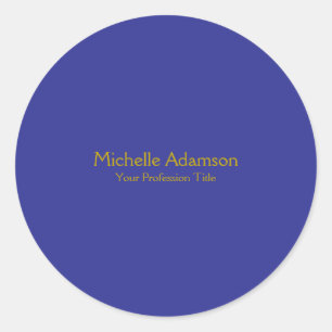 Gold & Deep Blue Colour Professional Plain Modern Classic Round Sticker