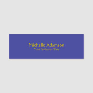 Gold & Deep Blue Colour Professional Plain Modern Name Tag