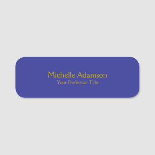 Gold & Deep Blue Colour Professional Plain Modern Name Tag