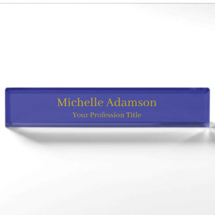 Gold & Deep Blue Colour Professional Plain Modern Nameplate