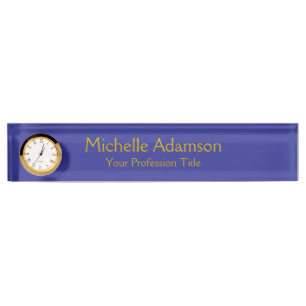 Gold & Deep Blue Colour Professional Plain Modern Nameplate