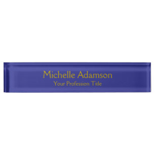 Gold & Deep Blue Colour Professional Plain Modern Nameplate