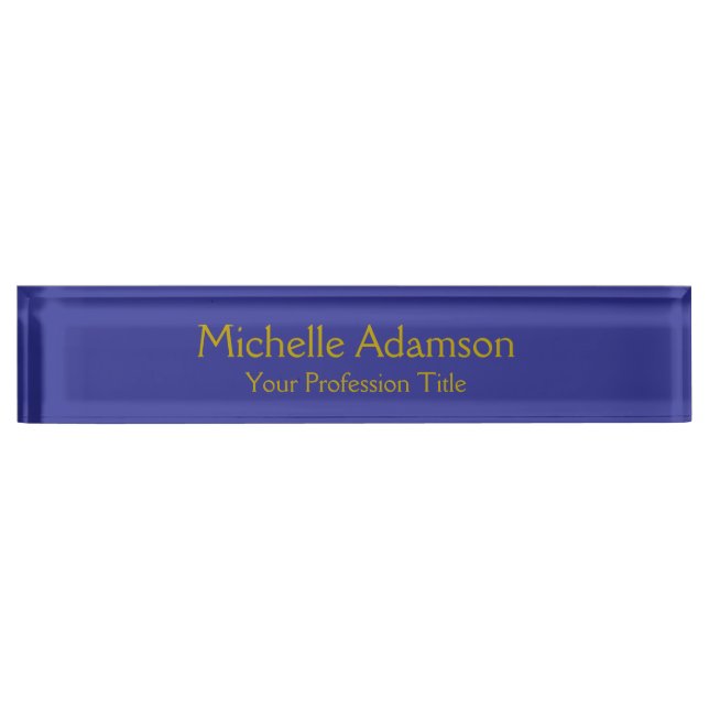 Gold & Deep Blue Colour Professional Plain Modern Nameplate (Front)