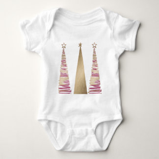 Gold & deep red Christmas Tree's Baby Bodysuit