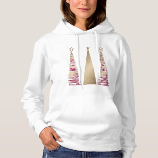 Gold & deep red Christmas Tree's womens Hoodie