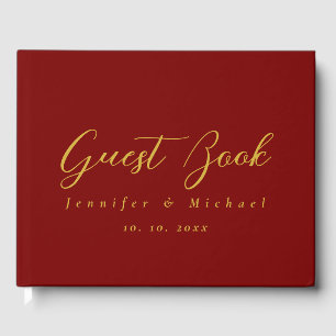 Gold & Deep Red Colors Professional Modern Elegant Guest Book