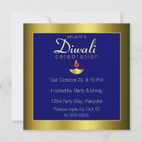 Gold Deepas in Om on Blue