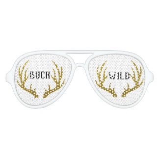 Gold Deer Antlers Buck Wild Aviator Sunglasses