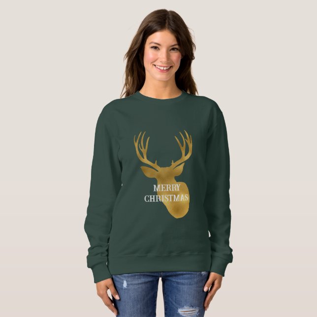 Gold Deer Christmas Sweatshirt (Front Full)