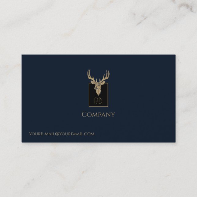 Gold Deer Head Business Card (Front)
