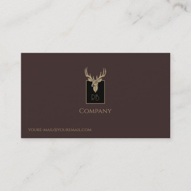 Gold Deer Head Business Card (Front)