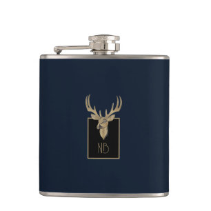 Gold Deer Head Hip Flask
