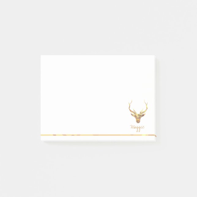 Gold Deer Head Post-it Notes (Front)