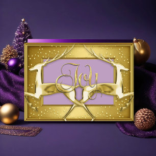 Gold Deer Joy Holiday Card