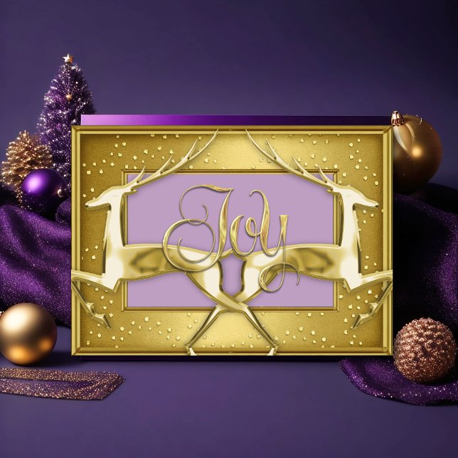 Gold Deer Joy Holiday Card (Creator Uploaded)