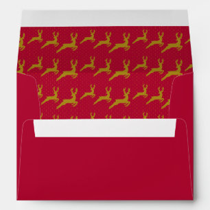 Gold Deer on Red Background Envelope