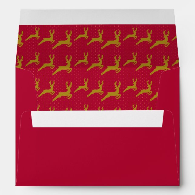 Gold Deer on Red Background Envelope (Back (Bottom))