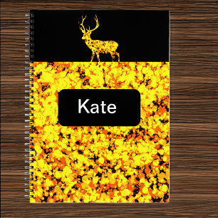 Gold Deer Splattered Paint Notebook