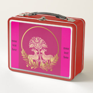Gold deers , tree customised Metal Lunchbox