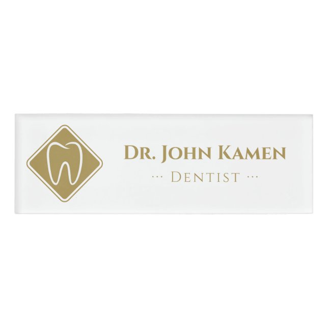 Gold Dentist | Lucky Teeth Name Tag (Front)