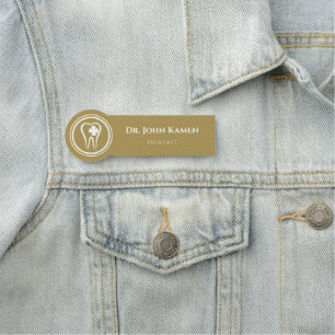 Gold Dentist   Lucky Teeth Name Tag