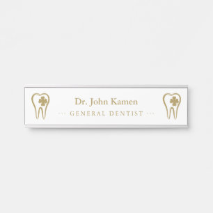 Gold Dentist   Teeth Door Sign