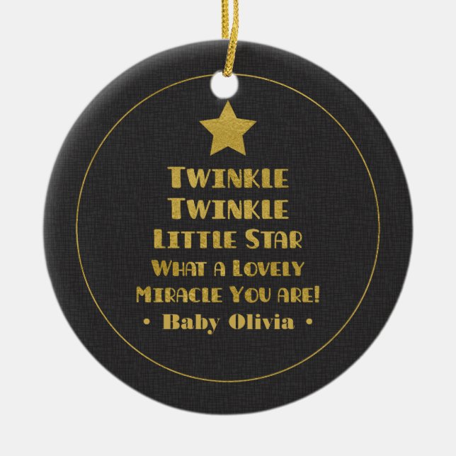 Gold Design Twinkle Twinkle Little Star Nursery Ceramic Tree Decoration (Front)