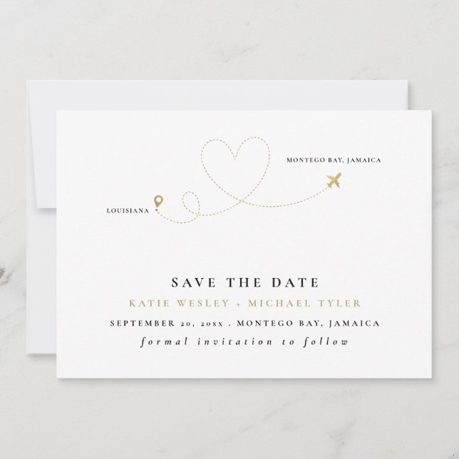 Gold Destination Wedding Save the Date Invitation (Front)