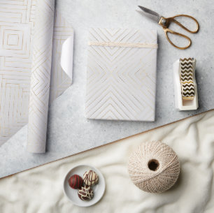 Gold Diagonal Grid Pattern Modern Luxurious Wrapping Paper