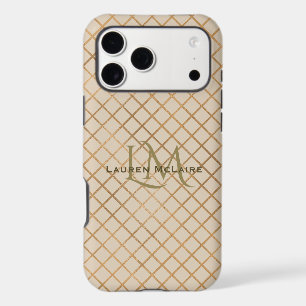 Gold Diamond & Beach Taupe Monogram 